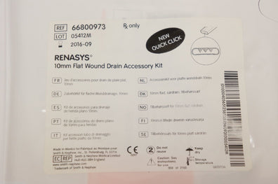 66800973 ~ Smith&Nephew 10mm Flat Wound Drain Accessory Kit (x)